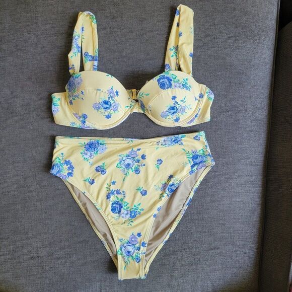 WeWoreWhat Floral Wide Strap Underwire Bikini Top & Bottom 2 Pc Set M Swimsuit - Picture 5 of 9